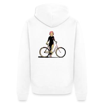 fahrrad mädchen cool - Unisex Premium Bio Zip Hoodie - Weiß - Hinten - Thijin (182cm)