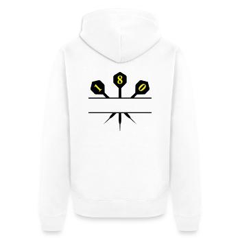 3 darts 2 colors 180 nl - Unisex Premium Bio Zip Hoodie - Weiß - Hinten - Thijin (182cm)