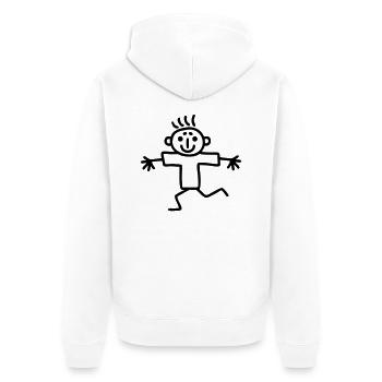 Strichmännchen Läufer - Unisex Premium Bio Zip Hoodie - Weiß - Hinten - Thijin (182cm)
