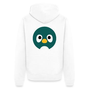 Cartoon Penguin Face - Unisex Premium Organic Zip Hoodie - white - Back - Thijin (182cm)