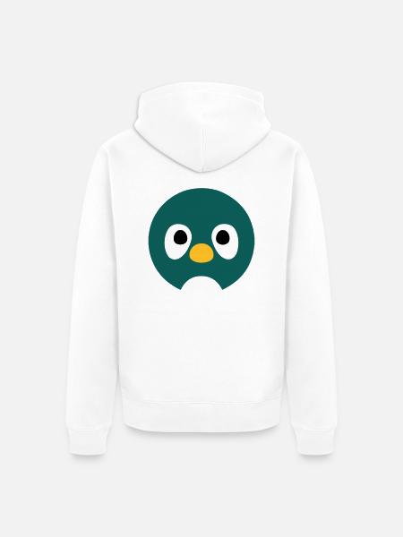Cartoon Penguin Face - Unisex Premium Organic Zip Hoodie - white