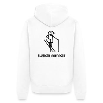 Skifahrer Anfänger - Unisex Premium Bio Zip Hoodie - Weiß - Hinten - Thijin (182cm)