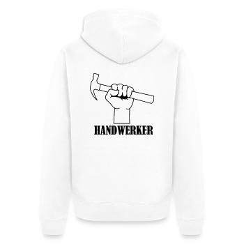 handwerker_01 - Unisex Premium Bio Zip Hoodie - Weiß - Hinten - Thijin (182cm)