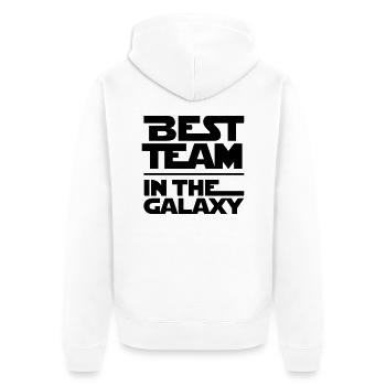 BEST TEAM IN THE GALAXY - Unisex Premium Bio Zip Hoodie - Weiß - Hinten - Thijin (182cm)