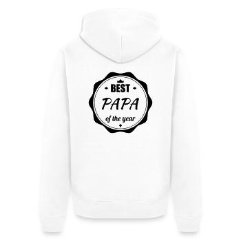 Papa Fête des Pères Naissance Bébé Anniversaire - Veste à capuche bio Premium Unisexe - blanc - Dos - Thijin (182cm)