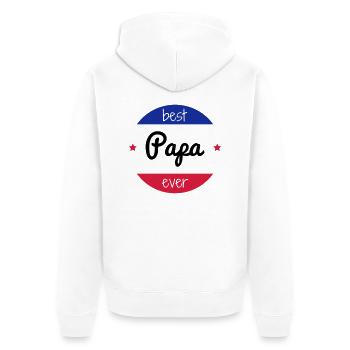 Papa Fête des Pères Naissance Bébé Anniversaire - Veste à capuche bio Premium Unisexe - blanc - Dos - Thijin (182cm)