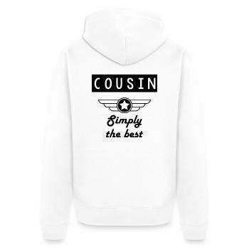 Onkel / Tante / Vetter / Cousin / Kusine - Unisex Premium Bio Zip Hoodie - Weiß - Hinten - Thijin (182cm)