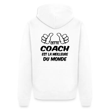 Meilleure coach du monde - Veste à capuche bio Premium Unisexe - blanc - Dos - Thijin (182cm)