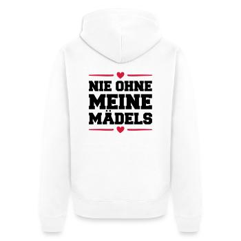 nie ohne meine maedels herz - Unisex Premium Bio Zip Hoodie - Weiß - Hinten - Thijin (182cm)