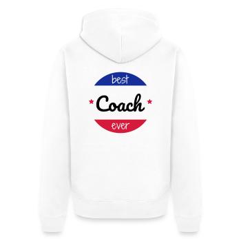Coach / Coaching / Trainer / Sport - Unisex Premium Bio Zip Hoodie - Weiß - Hinten - Thijin (182cm)