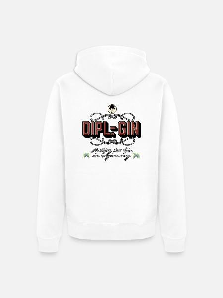 Gin-T-Shirt Dipl.-Gin - Unisex Premium Bio Zip Hoodie - Weiß