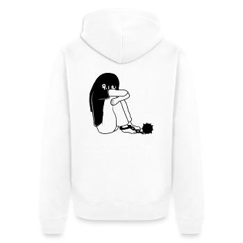 Gefangen Entührung Mädchen - Unisex Premium Bio Zip Hoodie - Weiß - Hinten - Thijin (182cm)