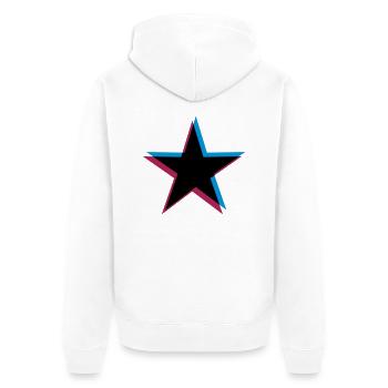 Star 3D effect - Unisex Premium Organic Zip Hoodie - white - Back - Thijin (182cm)
