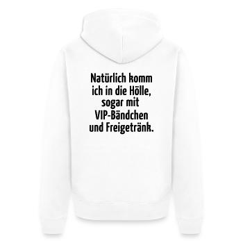 Himmel Hölle Engelchen Teufel VIP ausgelassen wild - Unisex Premium Bio Zip Hoodie - Weiß - Hinten - Thijin (182cm)