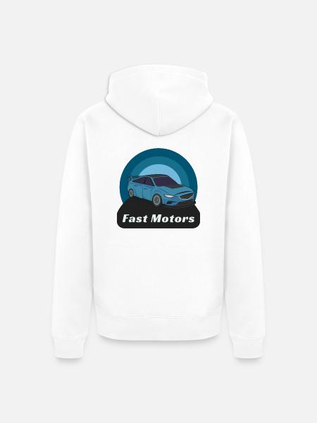 Fast Motors - Unisex Premium Organic Zip Hoodie - white