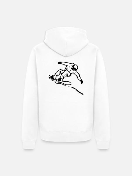 Hand-drawn sketch of a snowboarder - Unisex Premium Organic Zip Hoodie - white