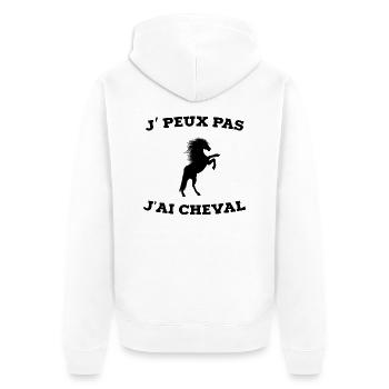 je peux pas j ai cheval - Veste à capuche bio Premium Unisexe - blanc - Dos - Thijin (182cm)