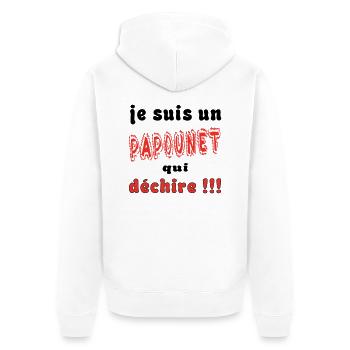Ich bin ein Papoune - Unisex Premium Bio Zip Hoodie - Weiß - Hinten - Thijin (182cm)