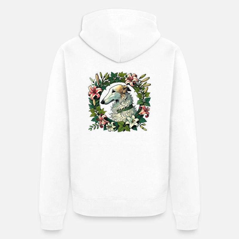 Barzoï - Veste à capuche bio Premium Unisexe - blanc