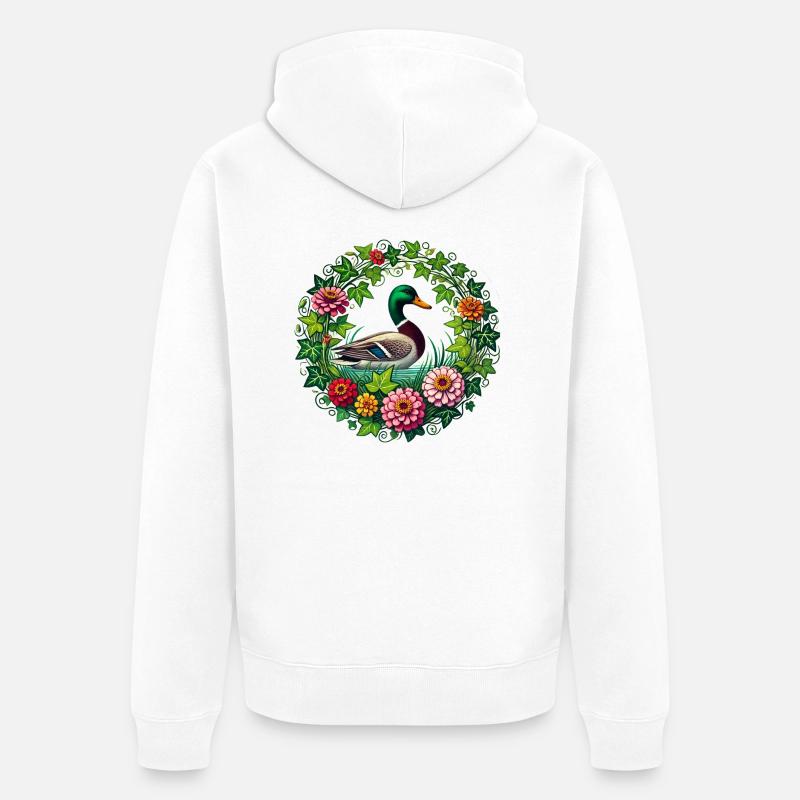 Canard colvert - Veste à capuche bio Premium Unisexe - blanc