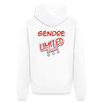 GENDRE LIMITED EDITION - Unisex Premium Organic Zip Hoodie - white - Back - Thijin (182cm)