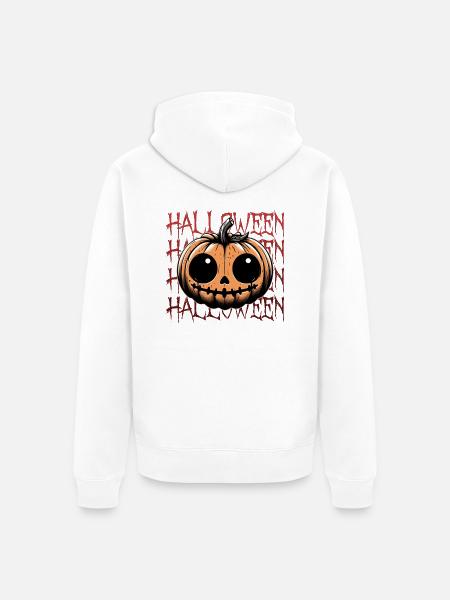 Kürbis - Halloween - Unisex Premium Bio Zip Hoodie - Weiß