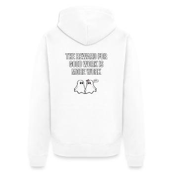 V01 GHOST QUOTES 10 - Unisex Premium Organic Zip Hoodie - white - Back - Thijin (182cm)