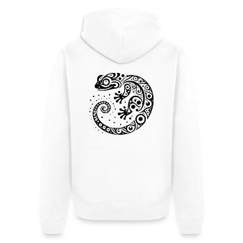Stammes-Gecko - Unisex Premium Bio Zip Hoodie - Weiß - Hinten - Thijin (182cm)
