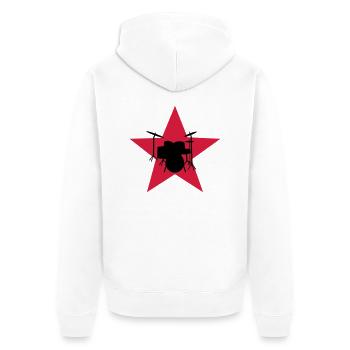 drum - Unisex Premium Bio Zip Hoodie - Weiß - Hinten - Thijin (182cm)