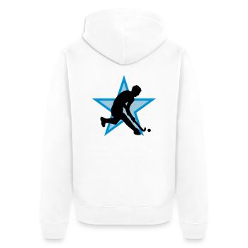 herrenhockey_b_3c - Veste à capuche bio Premium Unisexe - blanc - Dos - Thijin (182cm)