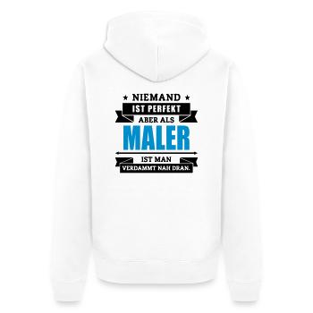 Funshirt Maler - Unisex Premium Bio Zip Hoodie - Weiß - Hinten - Thijin (182cm)