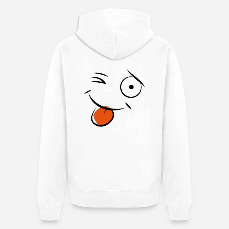 Smiley - Unisex Premium Bio Zip Hoodie - Weiß