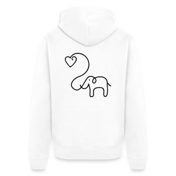 ELEFANT mit Herz - Unisex Premium Bio Zip Hoodie - Weiß - Hinten - Thijin (182cm)
