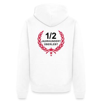 Siegerkranz - 1/2 Jahrhundert (50 Jahre) überlebt - Unisex Premium Bio Zip Hoodie - Weiß - Hinten - Thijin (182cm)