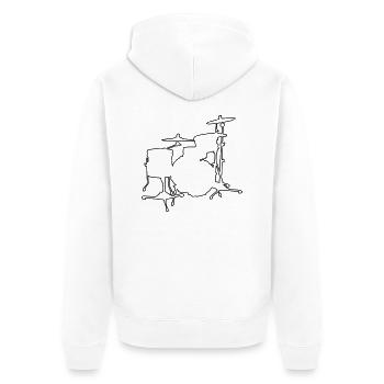 Drums Silhouette - Unisex Premium Bio Zip Hoodie - Weiß - Hinten - Thijin (182cm)