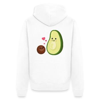 Amoureuse d’avocat avec base - cœur - Valentin - Veste à capuche bio Premium Unisexe - blanc - Dos - Thijin (182cm)