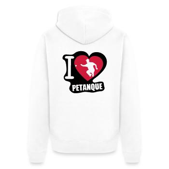 i love love Petanque boule2 - Unisex Premium Bio Zip Hoodie - Weiß - Hinten - Thijin (182cm)