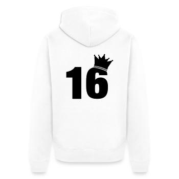 16_krone_f1 - Unisex Premium Bio Zip Hoodie - Weiß - Hinten - Thijin (182cm)