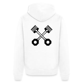 zylinder_kolben___f1 - Unisex Premium Bio Zip Hoodie - Weiß - Hinten - Thijin (182cm)