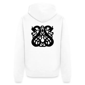 Wikinger - Unisex Premium Bio Zip Hoodie - Weiß - Hinten - Thijin (182cm)