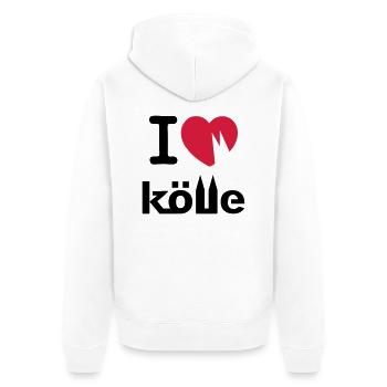 I love Kölle - Unisex Premium Bio Zip Hoodie - Weiß - Hinten - Thijin (182cm)