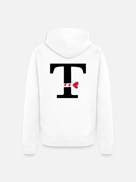 Capital letter T with hearts - Unisex Premium Organic Zip Hoodie - white