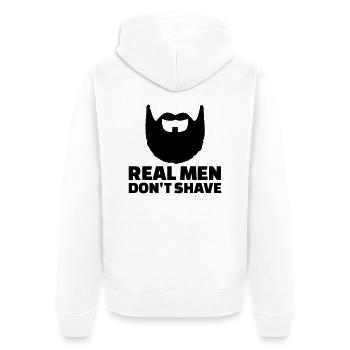 Real men don't shave - Veste à capuche bio Premium Unisexe - blanc - Dos - Thijin (182cm)