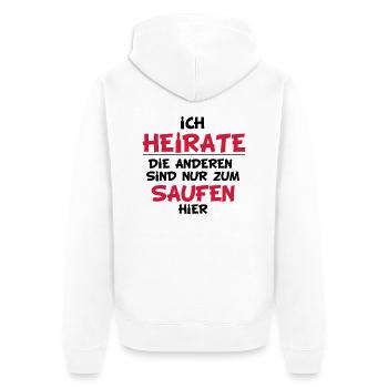 ich_heirate02 - Unisex Premium Bio Zip Hoodie - Weiß - Hinten - Thijin (182cm)