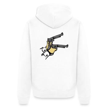 Waffen Pistolen hände dell - Unisex Premium Bio Zip Hoodie - Weiß - Hinten - Thijin (182cm)
