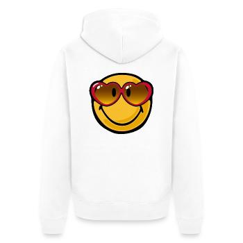 Smiley heart glasses - Unisex Premium Organic Zip Hoodie - white - Back - Thijin (182cm)
