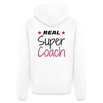 Coach / Coaching / Trainer / Sport - Unisex Premium Bio Zip Hoodie - Weiß - Hinten - Thijin (182cm)