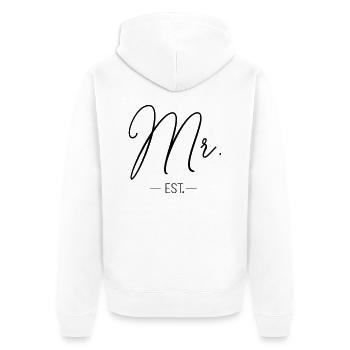 mr_est - Unisex Premium Bio Zip Hoodie - Weiß - Hinten - Thijin (182cm)