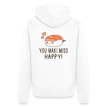 Sushi You Maki Miso Happy Japan Geschenk - Unisex Premium Bio Zip Hoodie - Weiß - Hinten - Thijin (182cm)