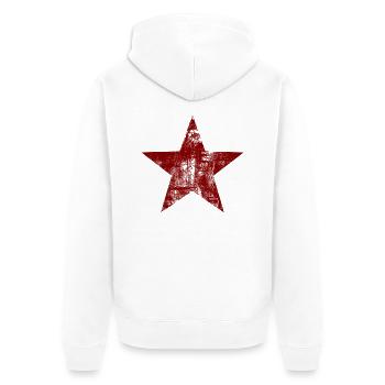 Star - Red - Unisex Premium Organic Zip Hoodie - white - Back - Thijin (182cm)